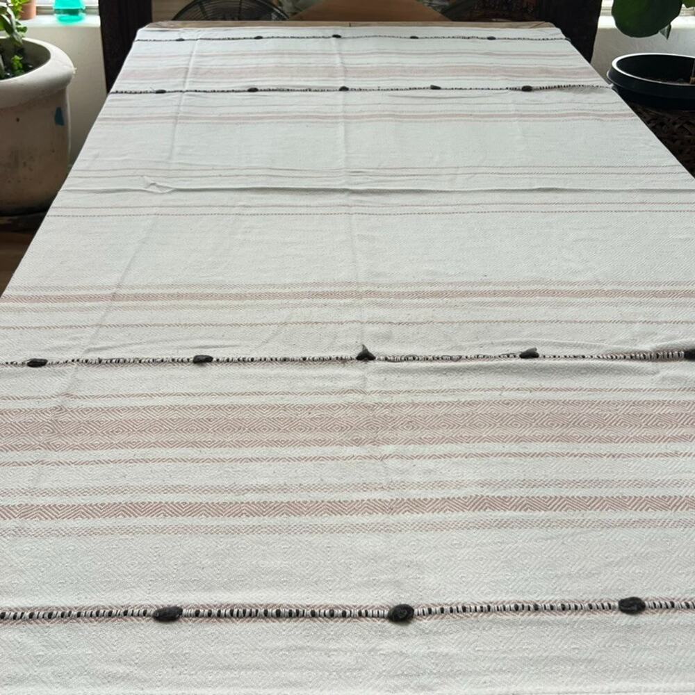 Hearth & Hand Magnolia Blanket 79X55" Cotton Blend Striped Geometric Warm Toned